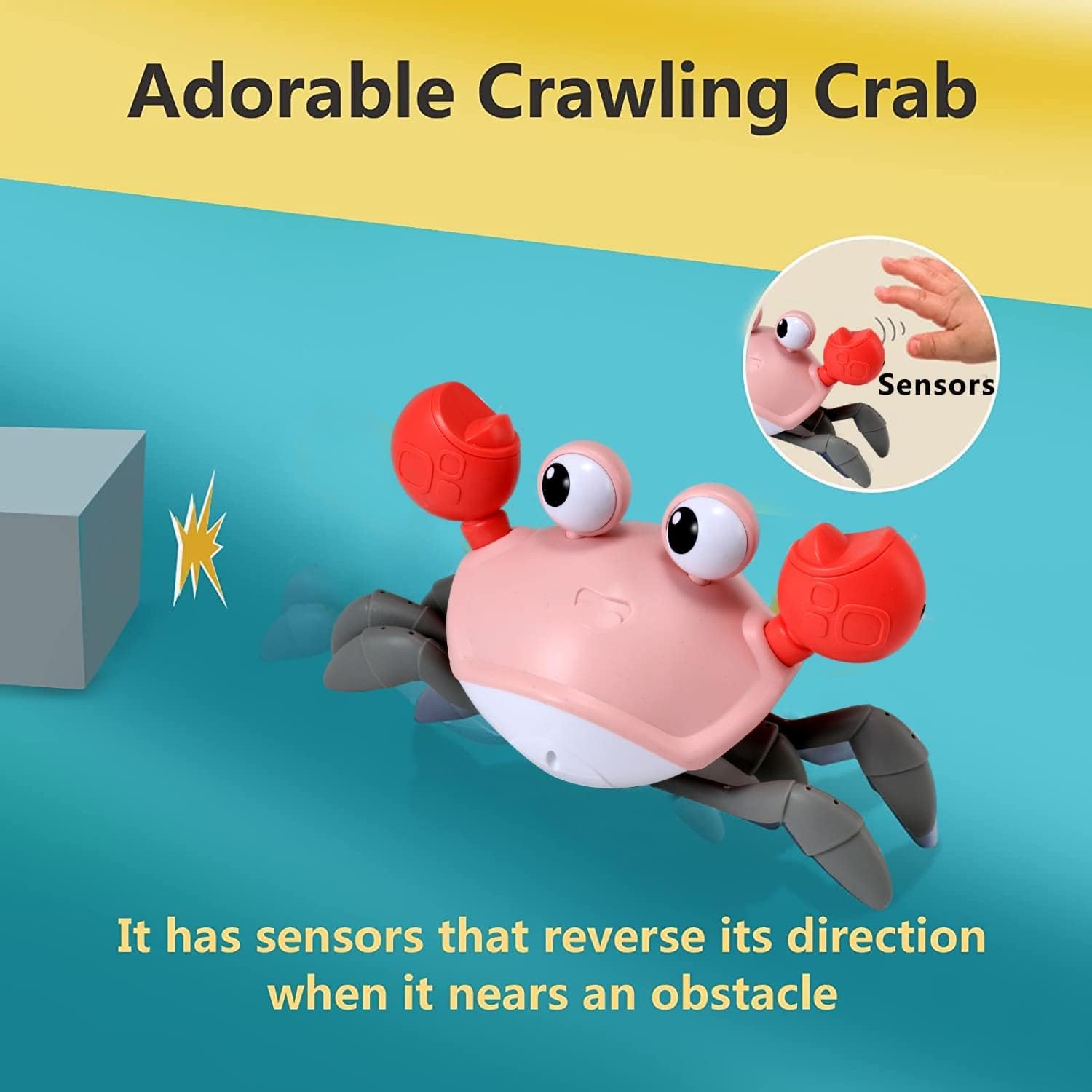 control future Girl Toys Tummy Time: Pink Crawling Crab Montessori Toy Learning 36 Months 3 Year Old Birthday Girls Valentines Gifts Stuff